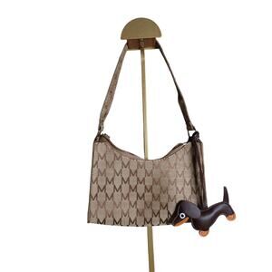 Y2K Shoulder Bag Baguette Clutch Beige Brown Monogram w/ Doggie Attached